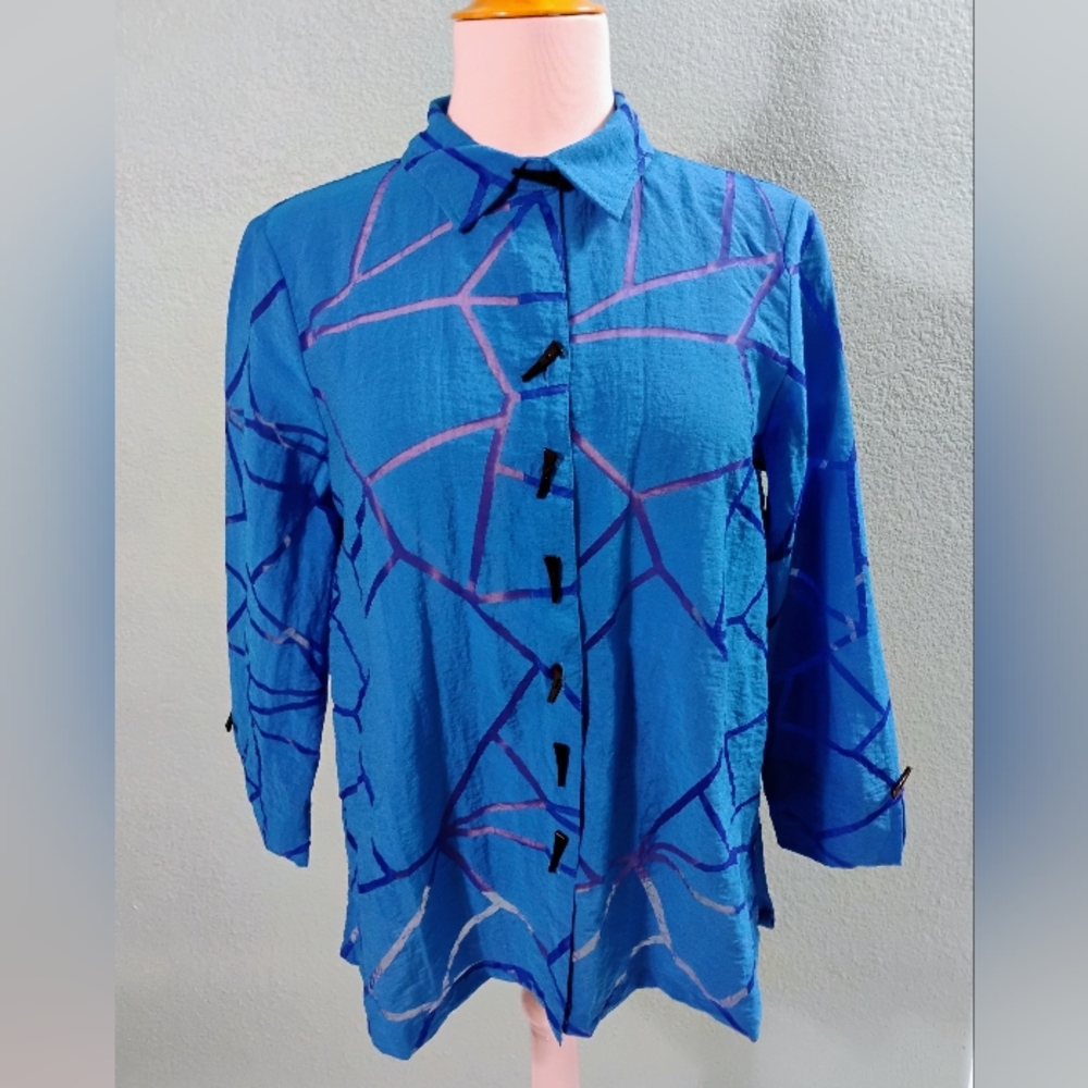 Ali Miles Sz S Blue Blouse w Pockets